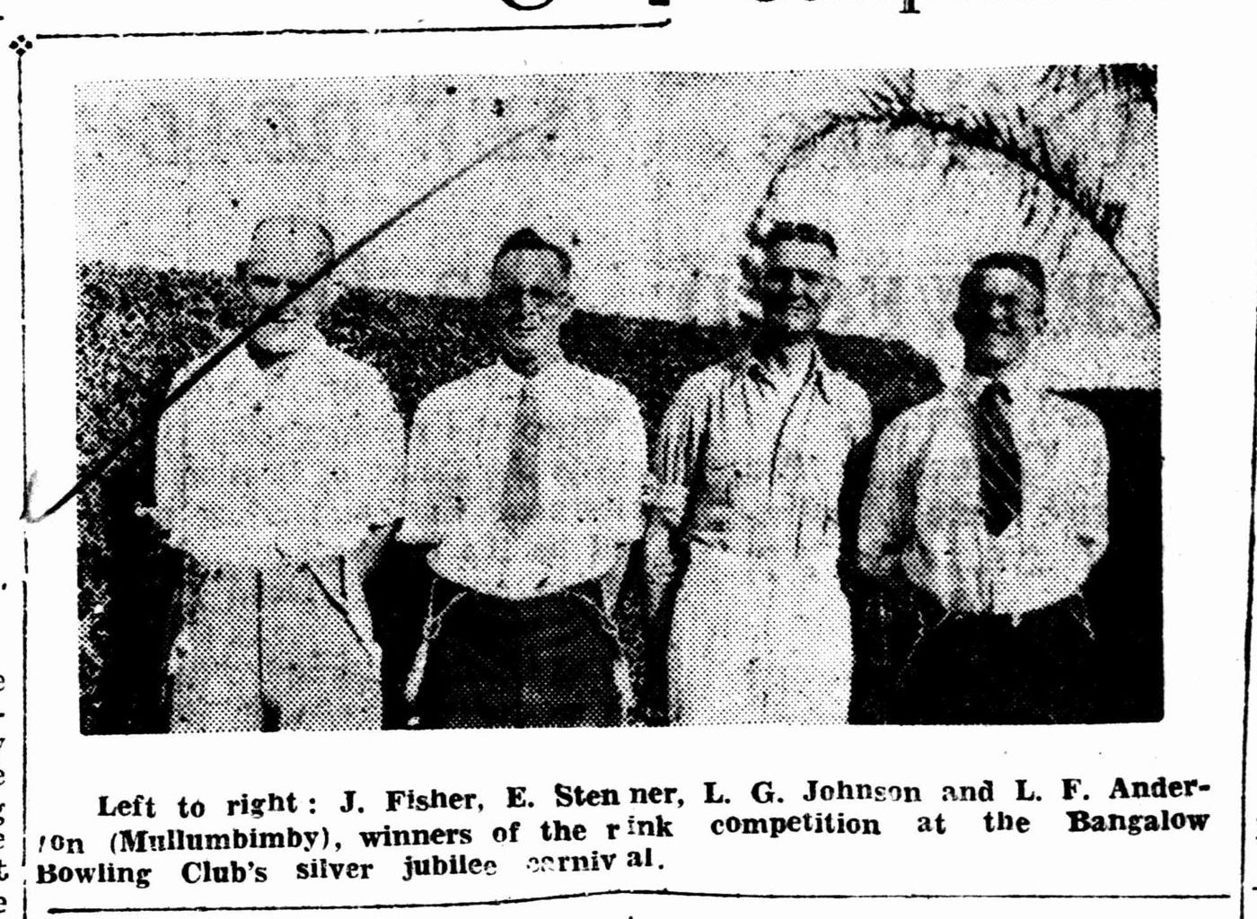 Newspaper photo: four men in shirts and ties, winners of the jubilee rink competition